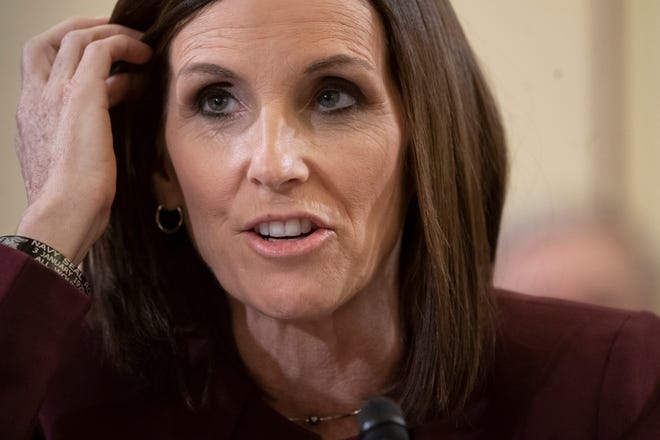 During a hearing by the Senate Armed Services Subcommittee on Personnel about prevention and response to sexual assault in the military, Sen. Martha McSally, R-Ariz., recounts her own experience while serving as a colonel in the Air Force, on Capitol Hill in Washington, Wednesday, March 6, 2019.