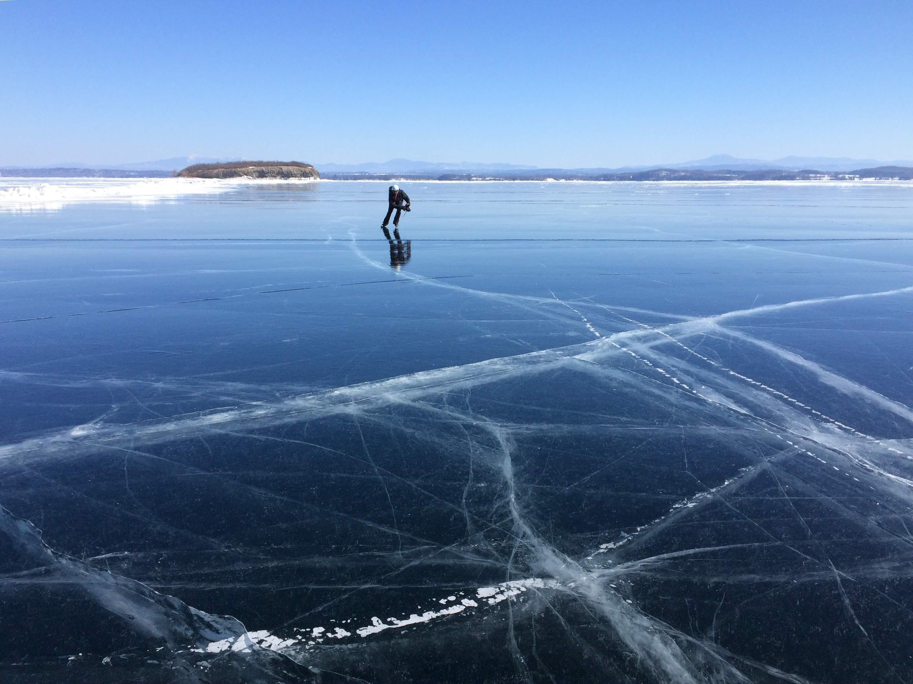 For These People A Frozen Lake Champlain Means One Giant Ice Rink