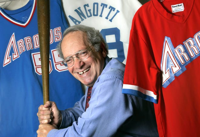 Art Angotti stands in front of Indianapolis Arrows jerseys in 2005. He was part of a group that tried to land a Major League Baseball team for the city in 1985.