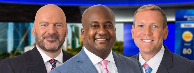 Derrick Rose (center, with Dan Needles and Mark Baden) will be at the anchor desk for WISN-TV's new 9 p.m. newscast, airing on Justice Milwaukee starting April 1.