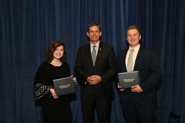 U.S. Senator Martin Heinrich (D-N.M.) meets with and congratulates New Mexico’s two student delegates for the United States Senate Youth Program (USSYP), Katherine Broten of Farmington and David Fillmore, Jr. of Alamogordo.