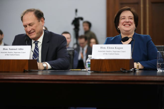 Supreme Court Associate Justices Samuel Alito and Elena Kagan appeared before the cameras Thursday, but that won't happen inside their courtroom.