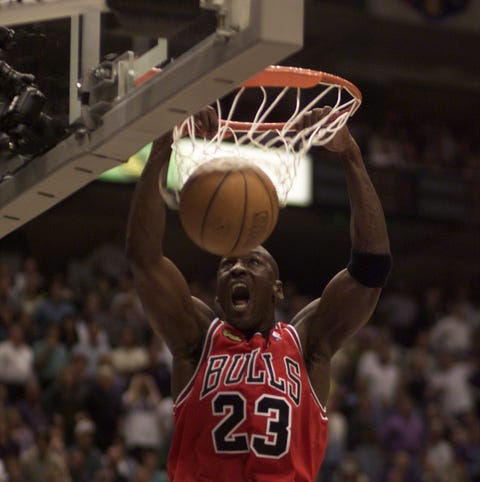 Chicago's Michael Jordan dunks during the 1998...