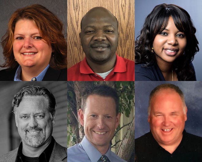 North Liberty voters will between the following candidates for city council: Josey Bathke, Abdouramane Bila, RaQuishia Harrington, Steve Sherman, Brent Smith and Matt Zacek (from left to right, top to bottom).