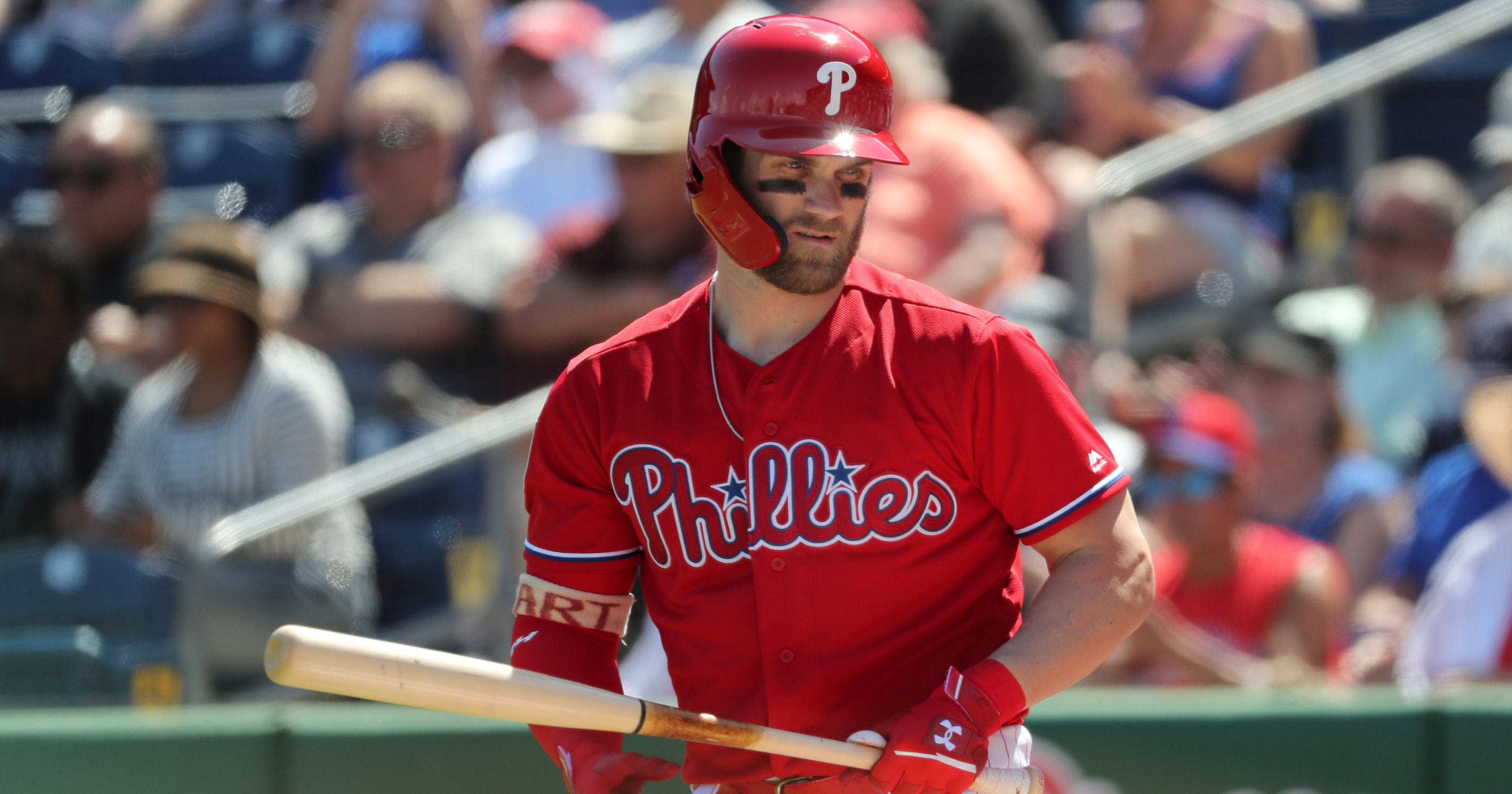 Bryce Harper Bryce Harper, in crazy Phillies debut, witnesses a first vs. Toronto