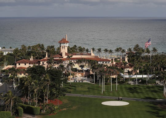 The Atlantic Ocean is seen adjacent to President Donald Trump's beach front Mar-a-Lago resort, also sometimes called his Winter White House.