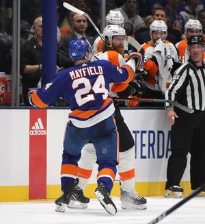 Jake Voracek had Islanders like Scott Mayfield attacking him after a collision left Johnny Boychuk injured on Saturday and a suspension was handed down.