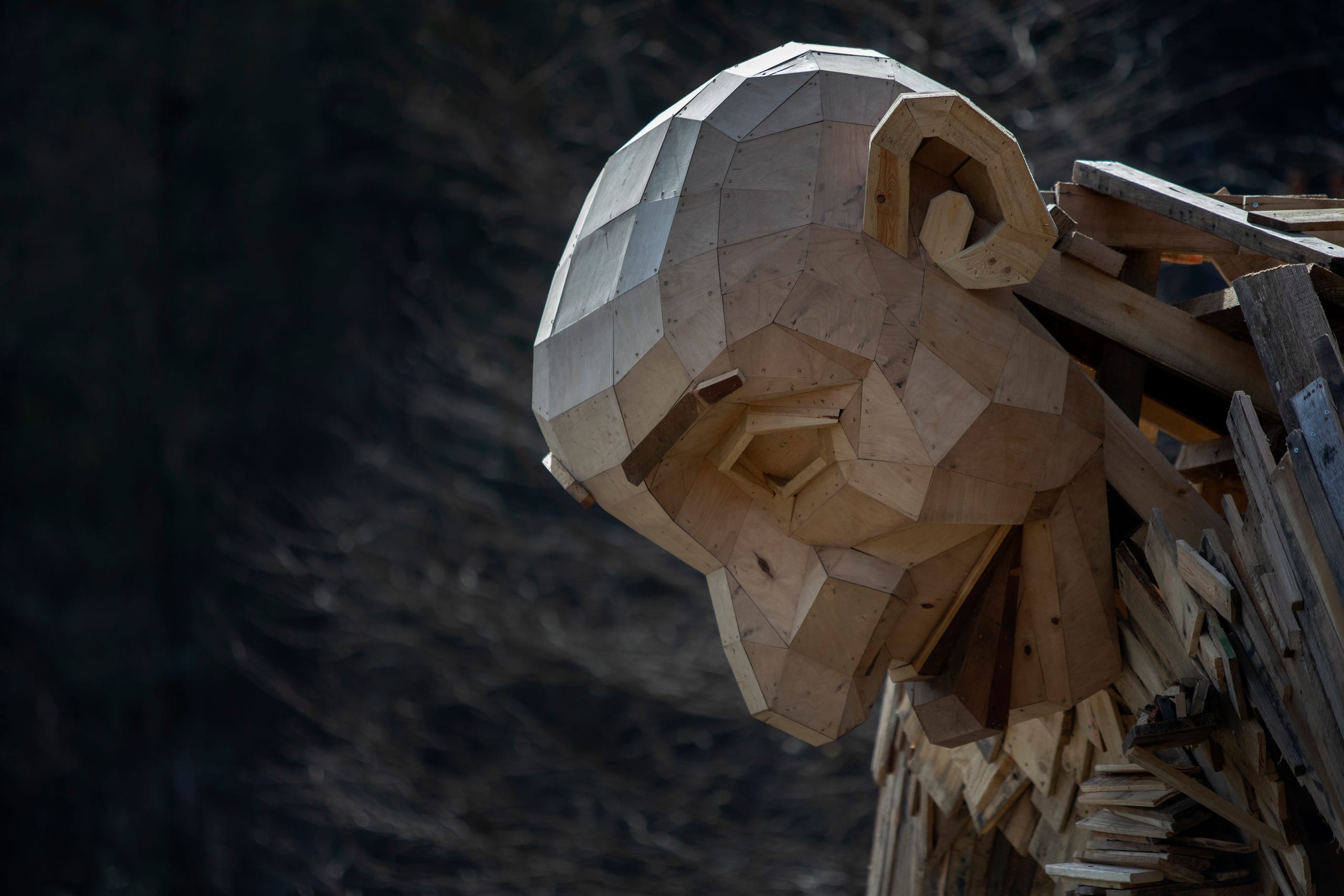 "Little Nis," one of three giant trolls created by sculptor Thomas Dambo, at Bernheim Forest. Feb. 27, 2019