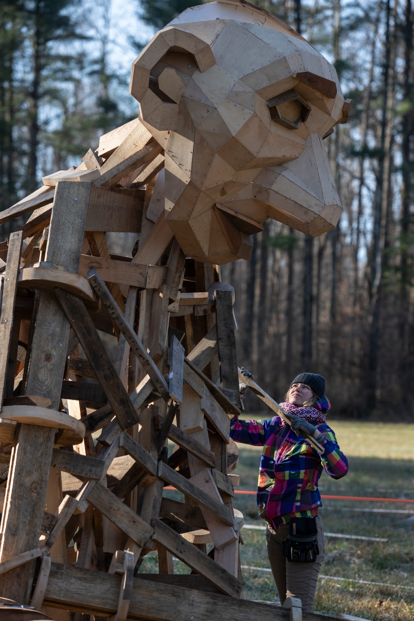 Giant troll "Little Elina," under construction at Bernheim Forest. Feb. 27, 2019.