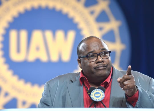 Then-UAW Vice President Rory Gamble speaks during the first day of contract talks with Ford Motor Co. in July, 2018. Gamble took over as acting president earlier this month when former president Gary Jones was placed on leave Nov. 2. Jones resigned earlier this week.