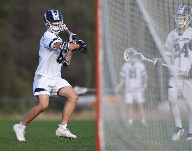 Maclay junior Matthew Winegardner prepares to take a shot on goal as the Marauders beat Leon 15-5 on their annual Military Appreciation Night on March 12, 2019.