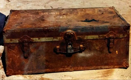 This trunk, opened in Wyoming in 1992, contained the remains of an Iowa man who disappeared in 1963. He wasn't positively identified as Joseph Mulvaney until 2017. Examination of the bones showed  Mulvaney had been shot through the eye and in the chest.