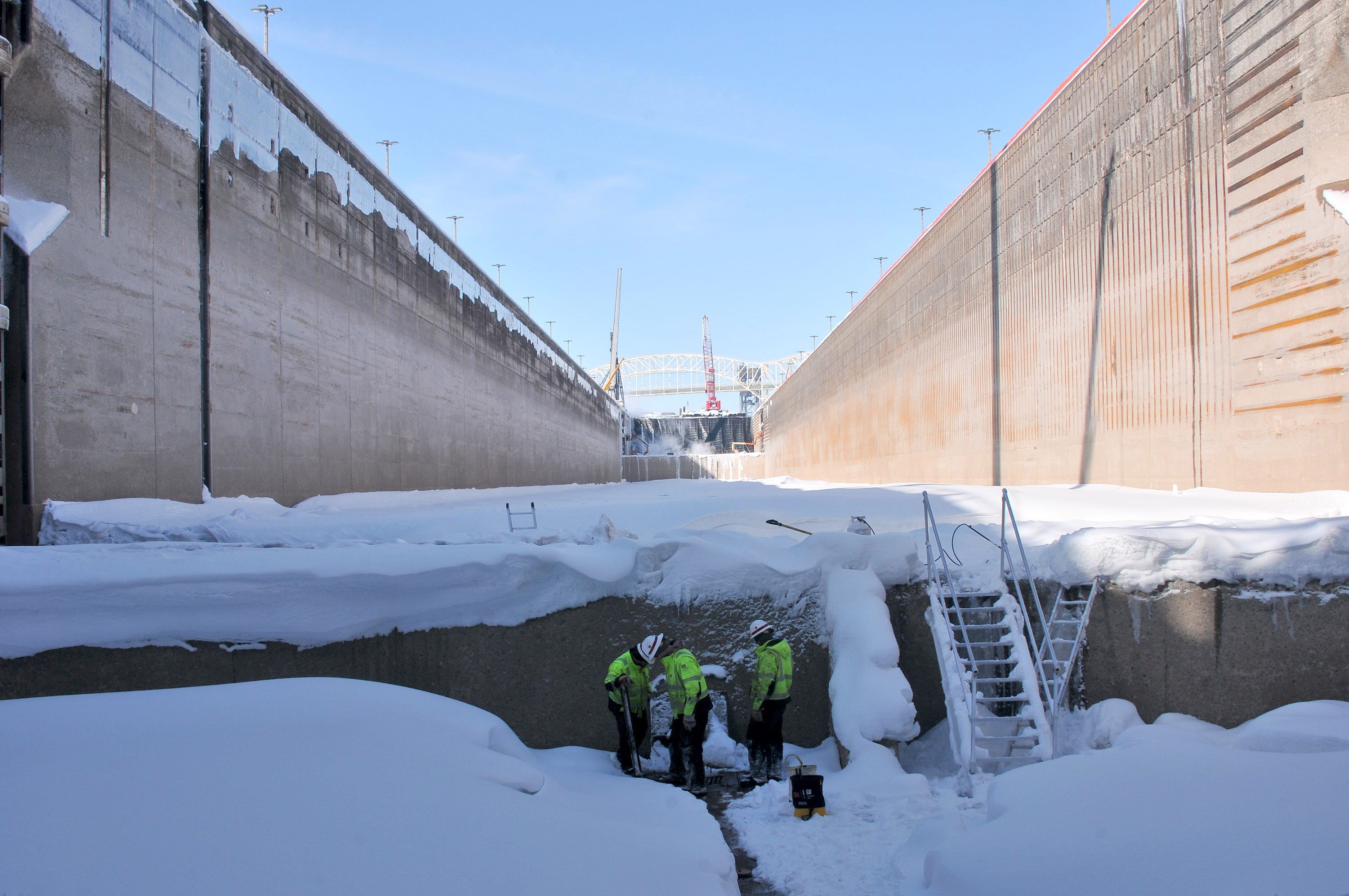 The Soo Locks in winter