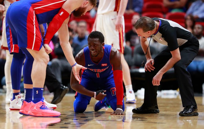 Detroit Pistons guard Reggie Jackson injured his ankle during last Wednesday's game in Miami.