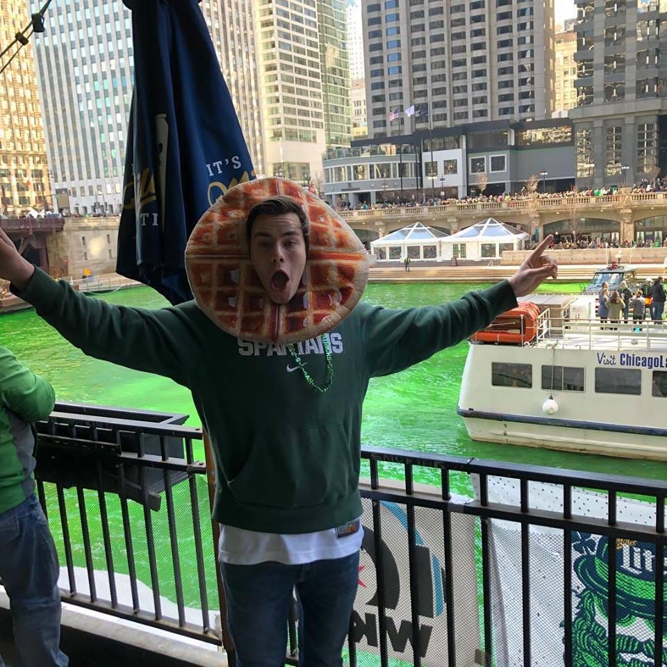 MSU's 'Waffle Guy' draws Spartan championship hospitality in Chicago