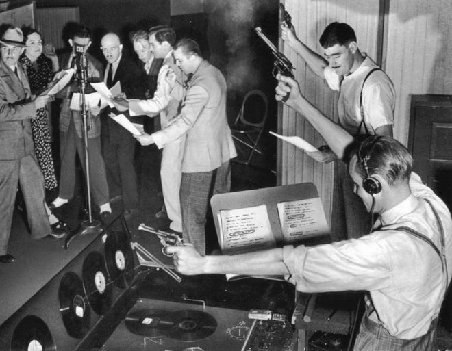 Old-time radio broadcasts were highly choreographed and featured sound effects as an important part of the performance.