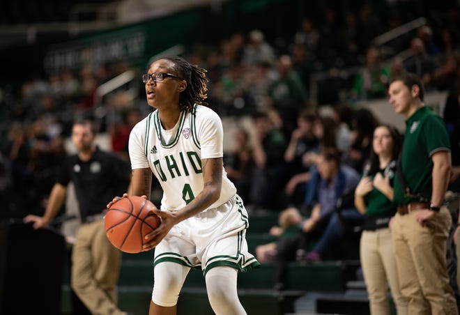 Mansfield Senior alum Erica Johnson sets up for a shot during her redshirt freshman season at Ohio University where she was named the Mid-America Conference Freshman of the Year.