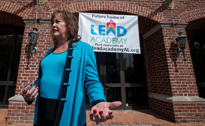 Charlotte Meadows, of LEAD Academy, speaks at a press conference at the school's future campus In Montgomery, Ala., on Monday March 18, 2019.