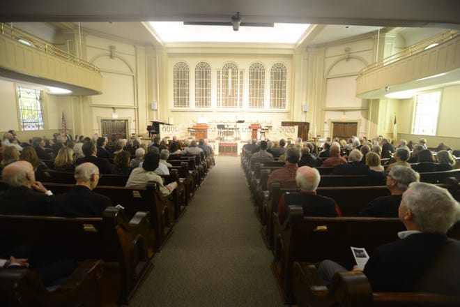 The congregation for John Kilzer's funeral nearly filled the main floor of the sanctuary at First United Methodist Church on Tuesday, March, 19, 2019.