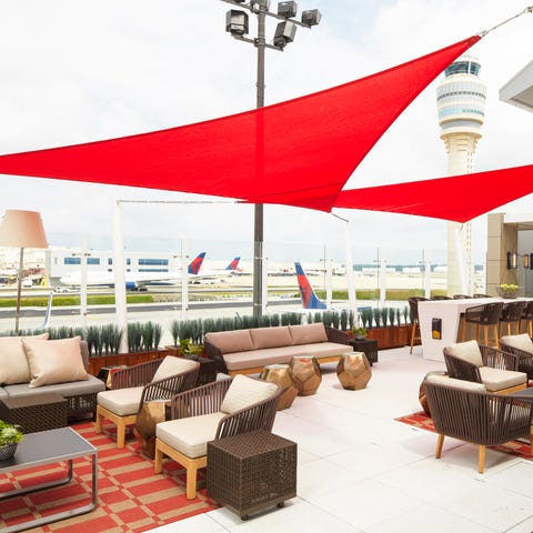 The deck at the Delta Sky Club at...