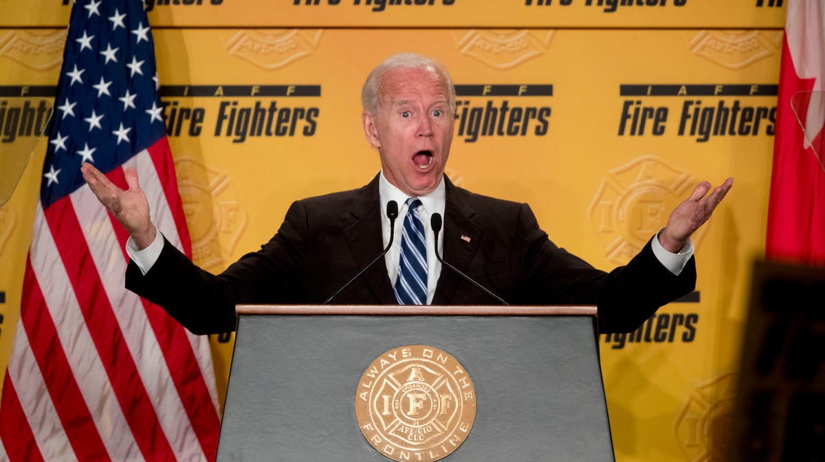 Joe Biden speaks to the International Association of Firefighters in Washington, DC on March 12, 2019.