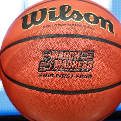 General view of a March Madness basketball.