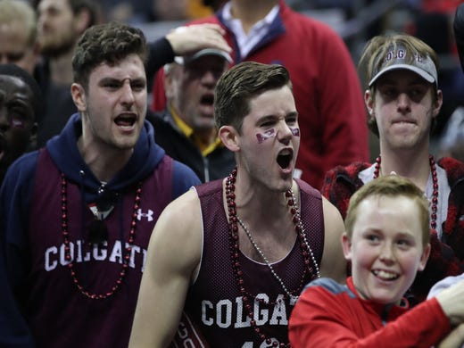 First round: Colgate Raiders fans react to a play during the game against the Tennessee Volunteers.