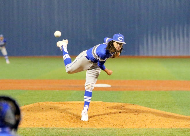 Josh Echavaria pitches against Ruidoso in the third inning of Friday's game. Carlsbad won, 10-0 in six innings.