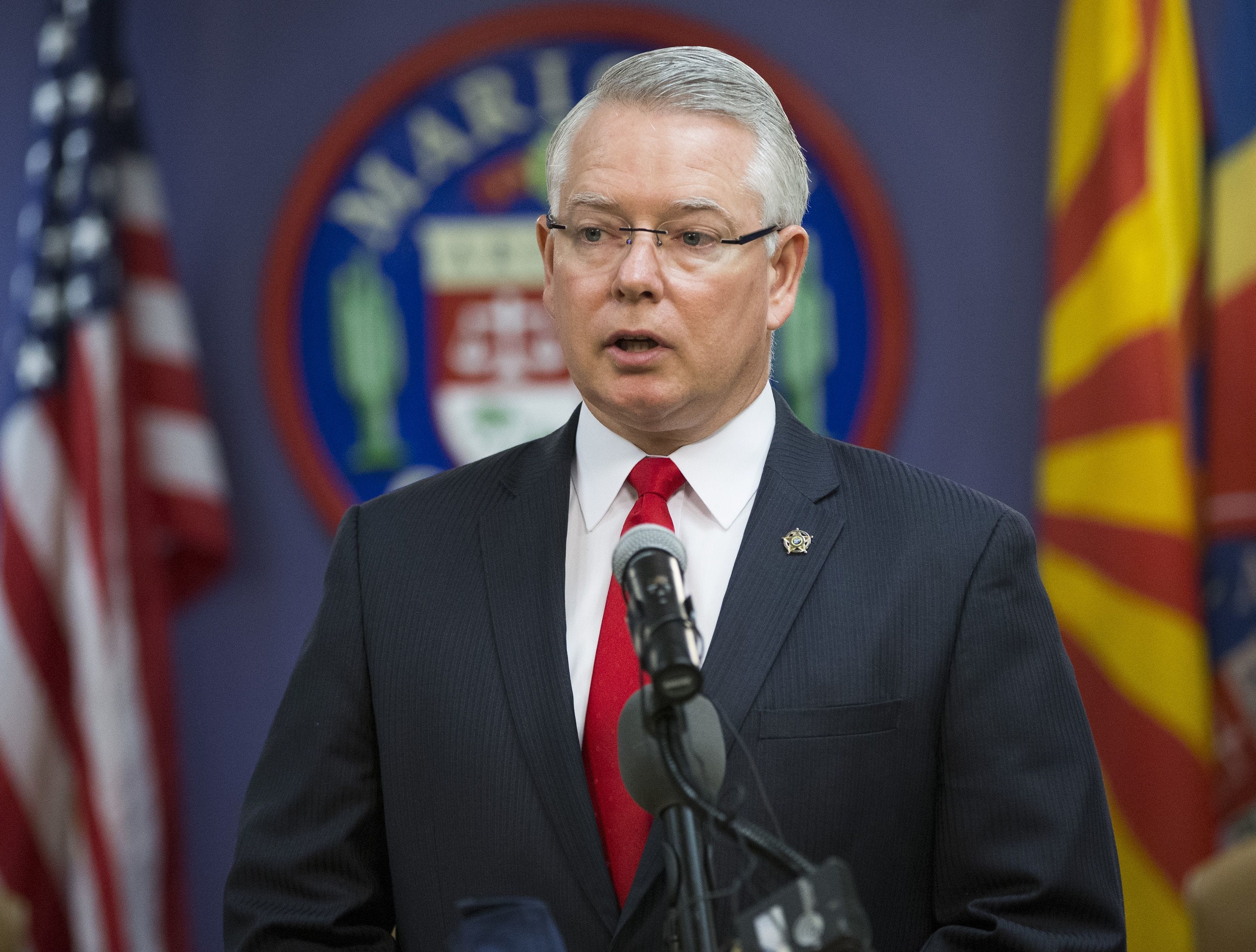 Maricopa County Attorney Bill Montgomery speaks to the media in Phoenix on Dec. 20, 2016.