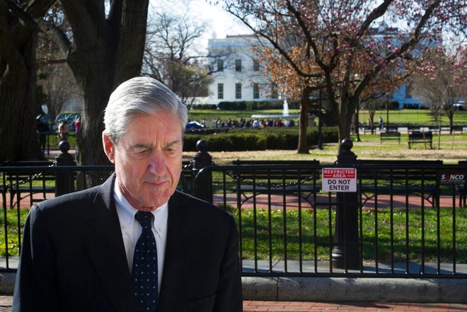 Special Counsel Robert Mueller walks past the White House after attending services at St. John's Episcopal Church, in Washington, Sunday, March 24, 2019. Mueller closed his long and contentious Russia investigation with no new charges, ending the probe that has cast a dark shadow over Donald Trump's presidency. (AP Photo/Cliff Owen)