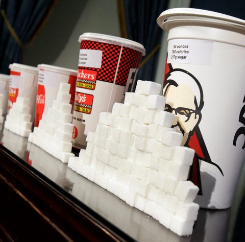 Sugar cubes and soft drink cups