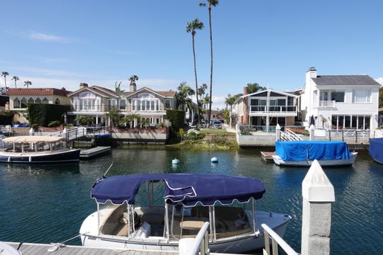A Duffy boat, docked in Newport Beach harbor