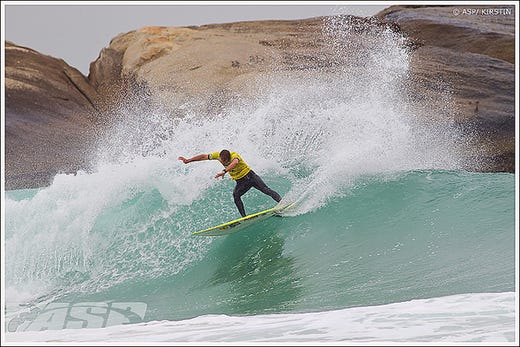 2011:C.J. Hobgood notched the highest heat total of Billabong Rio Pro competition to eliminate Julian Wilson.