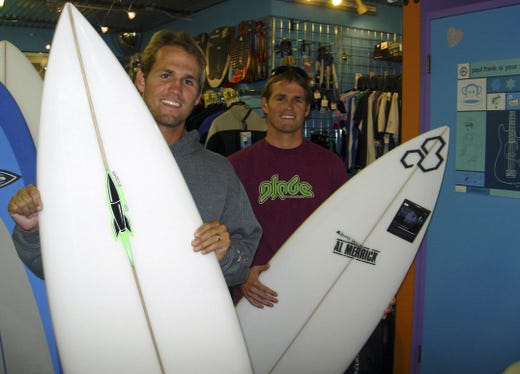 CJ and Damien Hobgood of Satellite Beach each spent a dozen years on the world circuit with each winning four major events and CJ winning the 2001 world title.