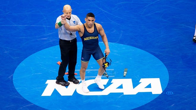 Alec Pantaleo earned All-American honors at 157 pounds for Michigan.