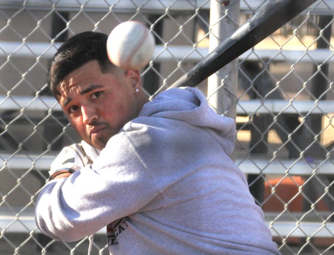 Junior Wildcat James Palomarez is seeing the ball well during batting practice.