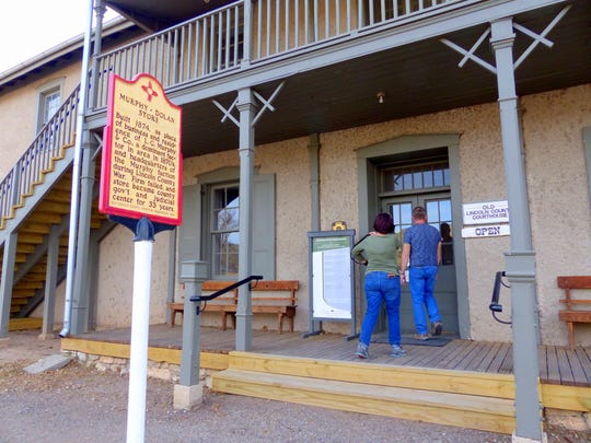 The old Lincoln County courthouse in Lincoln later served as the jail to hold Billy the Kid, but he escaped after killing two lamen. Bullet holes are preserved in a wall.