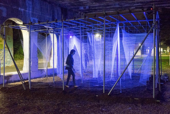 "Lasermaze" by George King Architects was located in Detroit’s Dequindre Cut during the 2015 Detroit Design Festival.
