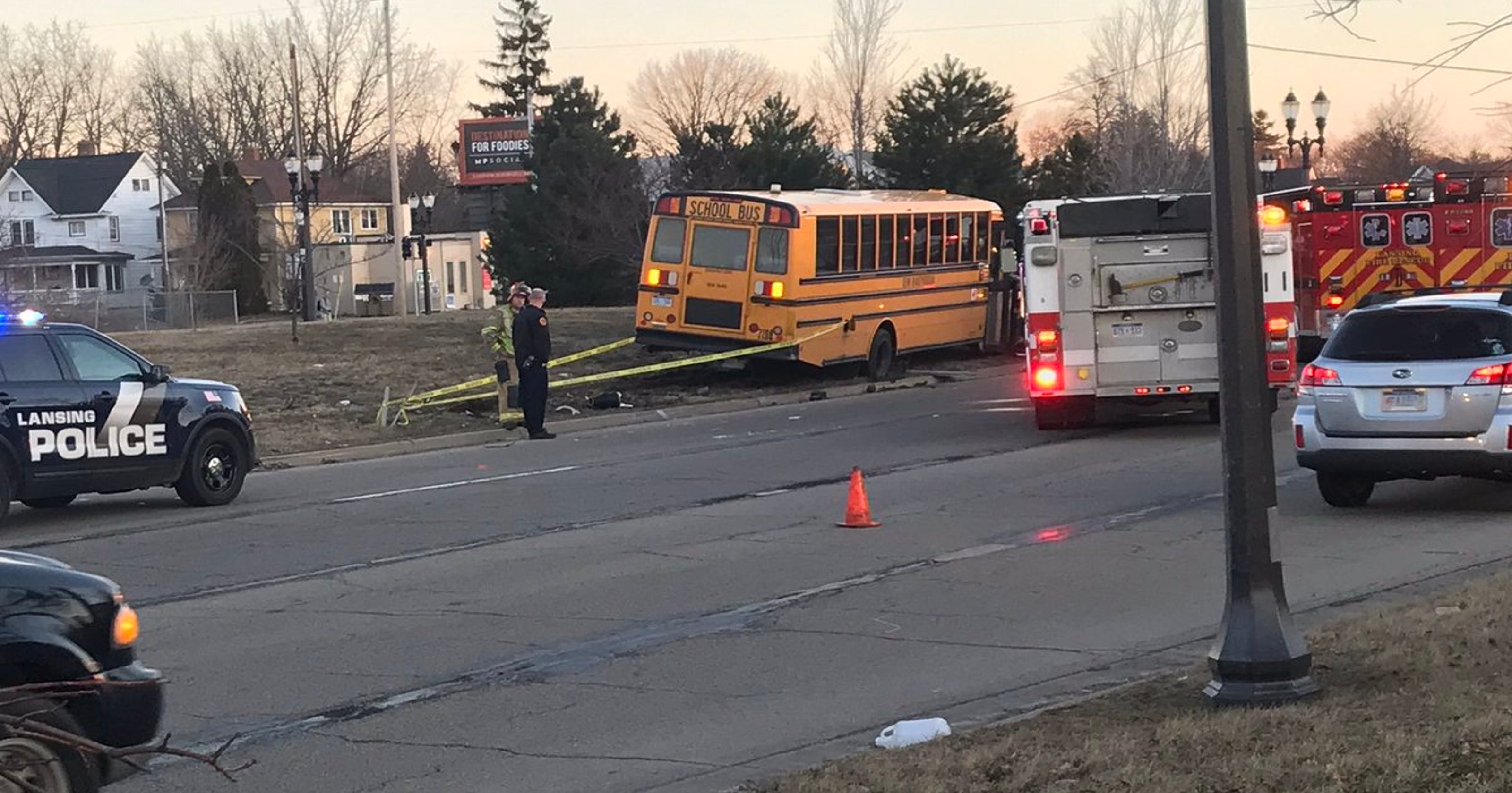 2 students taken to hospital with minor injuries in school bus crash