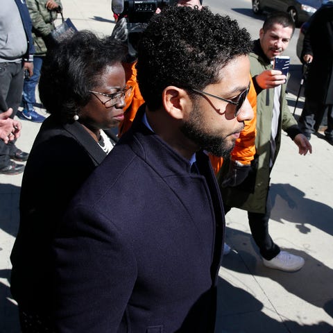 Actor Jussie Smollett leaves after his court...