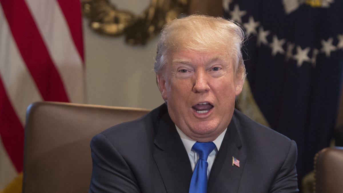 WASHINGTON, DC - DECEMBER 20:  U.S. President Donald Trump speaks to the media during a Cabinet meeting at the White House December  20, 2017 in Washington, DC. Trump extolled passage of the tax reform package as it nears, called for an end to the immigration visa lottery and celebrated the repeal of the Obamacare individual mandate included in the tax package. Trump did not take questons.  (Photo by Chris Kleponis-Pool/Getty Images) ORIG FILE ID: 896135970
