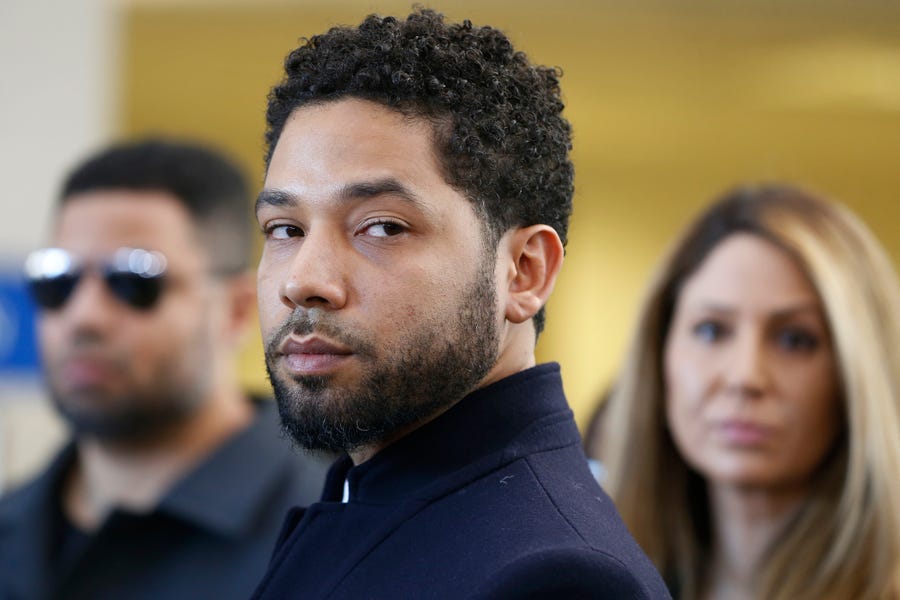 Actor Jussie Smollett after his court appearance at Leighton Courthouse on March 26, 2019, in Chicago.