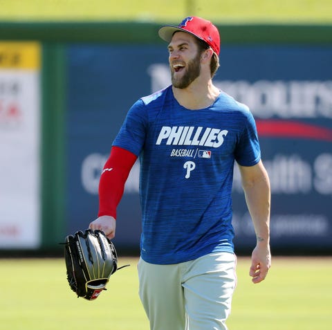Harper during a spring training workout in...