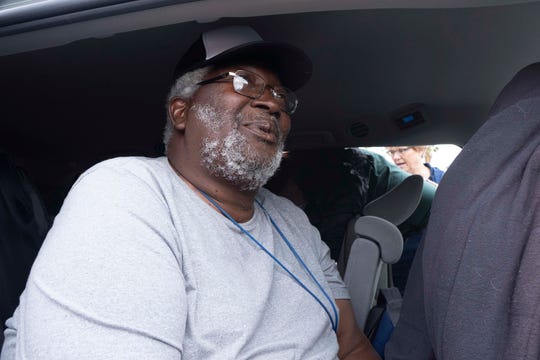 Army veteran Sylvestre Primous, 71, gets a ride to the VA hospital March 12, 2019. A new non-profit called Elaine helps people experiencing homelessness get to and from medical appointments.