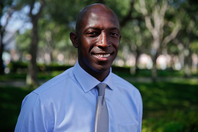 In this Wednesday, March 27, 2019,  photo, Miramar Mayor Wayne Messam poses for a portrait, in Miramar. Messam announced March 28, 2019, he is running for the Democratic presidential nomination.