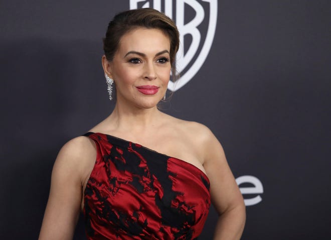 Alyssa Milano on Jan. 6, 2019 at a Golden Globes afterparty in Beverly Hills, Calif.  She spearheaded letter from dozens of Hollywood celebrities to Georgia leaders saying they will urge entertainment companies to abandon the state if a “heartbeat” abortion bill becomes law.