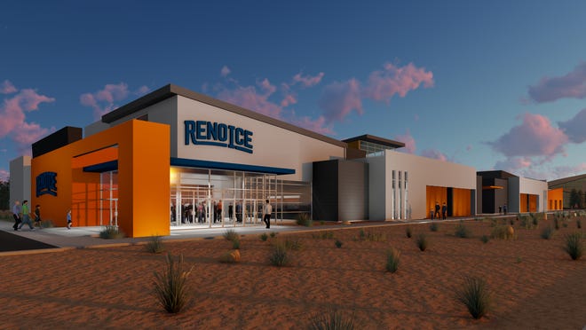 An artists rendering of the exterior of the proposed ice rink i south Reno