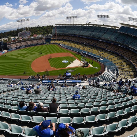 A view of Dodger Stadium before the opening day...