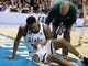Michigan State forward Nick Ward goes down hurt during the second half of the 80-63 win over LSU in the NCAA tournament on Friday, March 29, 2019, in Washington.