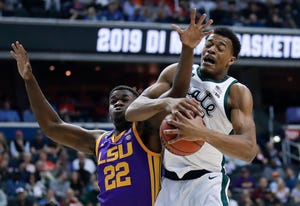 Michigan State's Xavier Tillman had eight rebounds in the win against LSU.
